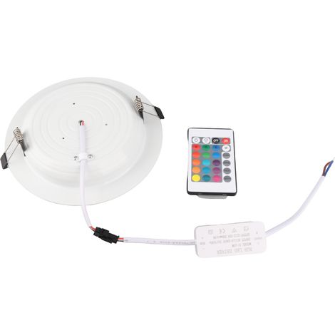 Spot encastré LED 15 W avec télécommande infrarouge, 16 couleurs et 4 modes clignotants, éclairage RGBW à intensité variable. (1/5)