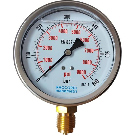 Manometro inferiore MG1-100 600 bar filettatura 1/2" (1/5)