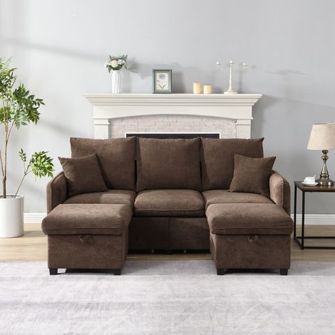 Canapé droit-modulable-lit-multifonction-tiroirs-pouf-rangement-chenille-188x82x86cm (1/5)