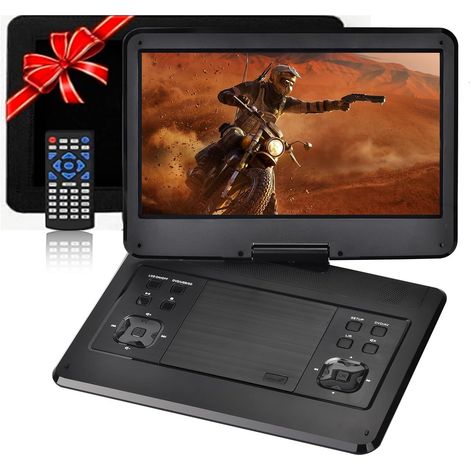 Lecteur DVD portable de 16,1 pouces avec écran pivotant de 14,1 pouces, lecteur de voiture sur batterie 6 heures, support pour appuie-tête, lecteur DVD portable compatible avec tous les disques de (1/5)