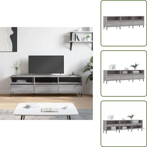 The Living Store Mueble para TV madera contrachapada gris Sonoma 150x30x44,5 cm - Madera contrachapada