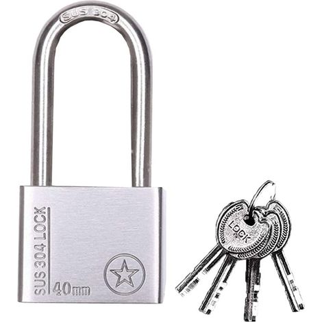 Cadenas en acier inoxydable 304 avec 4 clés, cadenas à anse longue, résistant aux intempéries, pour abri de jardin, garage, unités de stockage, utilisation en extérieur et intérieur non rouillé (1/5)