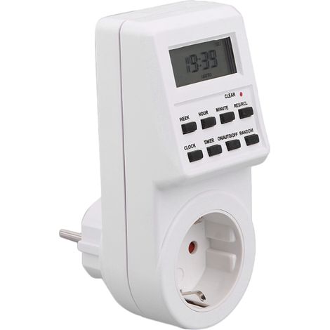 Prise programmable multifonction avec minuterie, horloge et fonction heure d'été (1/5)
