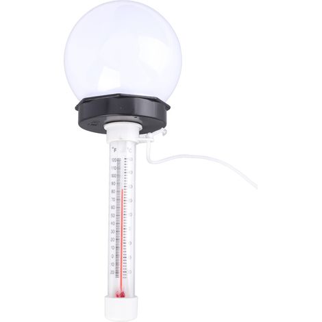 Ortviai Thermoscope Flottant pour Piscine et Spa – Lampe Solaire avec Jauge de Température et Éclairage Chromatique