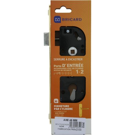 Serrure pour porte d'entrée axe à 45 sans cylindre Noir (1/3)