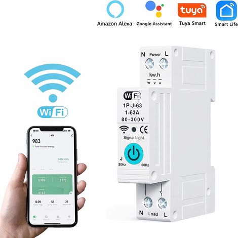 Tuya Contatore di Energia Smart WiFi Monofase 63A da Guida DIN (1/5)