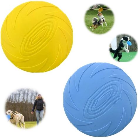 Frisbee para perros - TPR - 18 cm - Azul + Amarillo - 2 unidades (1/5)