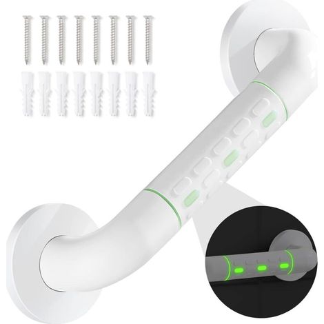 Barre D'appui WC, Barres D'appui de Salle de Bain avec Antidérapante, Poignée de Acier Inox, de Maintien Douche avec Cercles lumineux-avec Bride de Recouvrement,30 CM modunful
