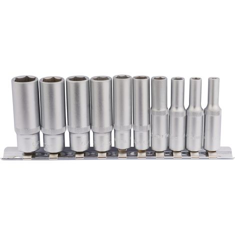 Draper 1/4" Sq. Dr. Metric Deep Sockets on Metal Rail (10 piece) (16399) (1/5)
