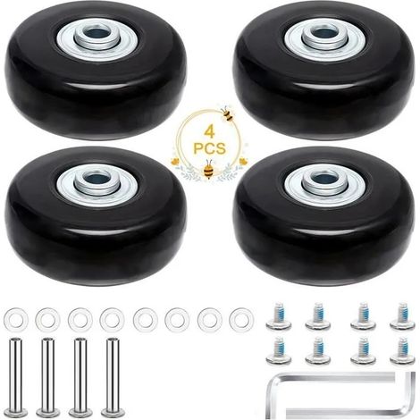 Roues de rechange pour valise, lot de 4 roues de rechange pour bagages, paire de roues de rechange 50x18mm avec axes (1/4)