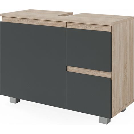 Meuble sous vasque simple J-Shape, Anthracite, 80 x 60.8 cm, Vicco