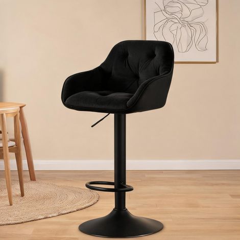 Chaise de bar réglable en hauteur avec dossier métal et velours (1/5)