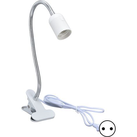 White E27/E26 Table Lamp Holder, 360-Degree Adjustable Single Head, Durable Material Clip, 100-240V EU Plug (1/5)