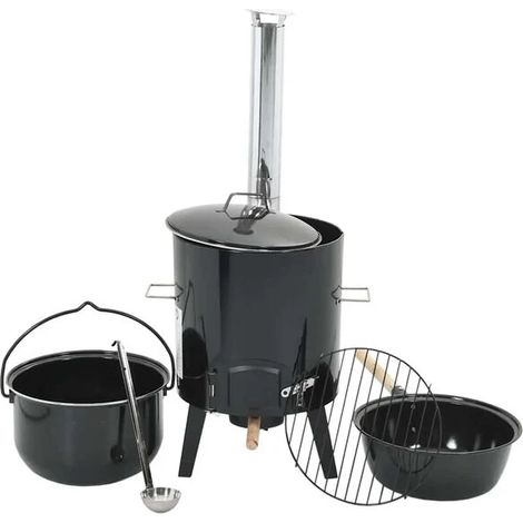 canon à bœuf mijoté avec cheminée et bouchon en acier émaillé noir (1/5)