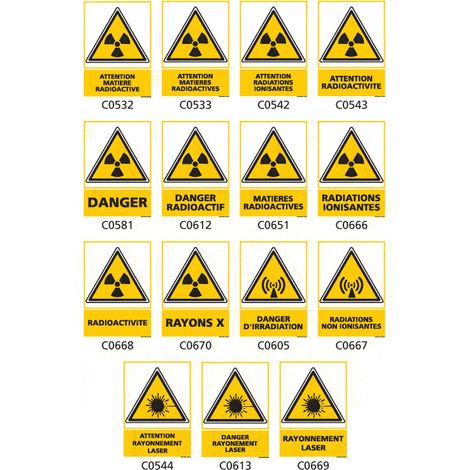 Panneau Signalisation produits dangereux risque ionisant - C0613 - 75 x 105 mm