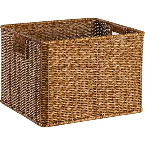 Panier Décoratif Platique Eco-Friendly Corbeille Multiusage pour Maison Lot de 1 Panier en Cafe Clair Dimensions 35x30.5x24cm (1/5)