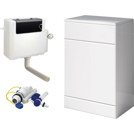 500mm Back To Wall White Gloss Toilet Cistern Unit & Cistern