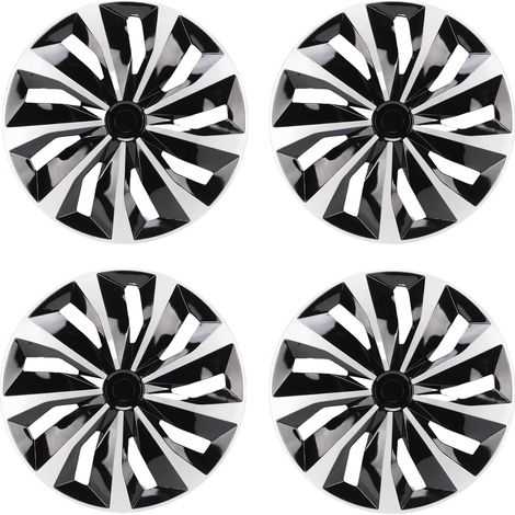 4 pièces enjoliveurs 15 pouces couvercle de jante de roue remplacement R15 enjoliveurs universels pour voiture camion SUV Van argent noir. (1/5)