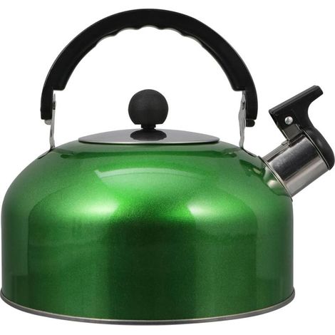 Bouilloire de 2 litres, compatible avec les cuisinières à gaz et les plaques à induction  dimensions : 23 × 18,7 cm, couleur verte, paroi épaisse