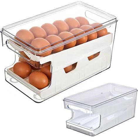 Boîte à œufs distributeur - Range œufs pour réfrigérateur 24 œufs - Distributeur automatique à défilement - Gain de place - Bac à œufs peu encombrant (1/5)