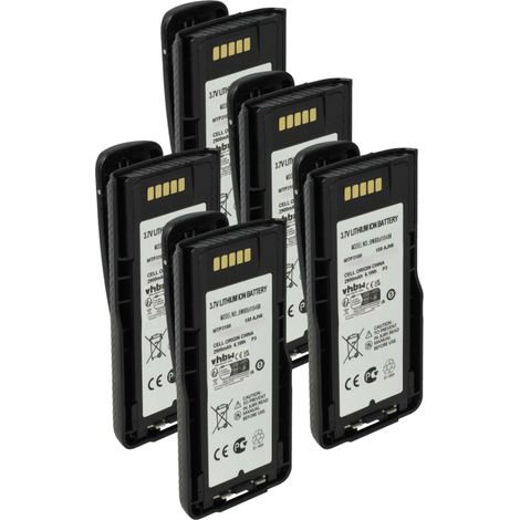 vhbw 5x Akku Ersatz für Motorola NNTN8023C, NNTN8023BC, NNTN8023A, PMNN4522, NNTN8023AC für Funkgerät, Walkie Talkie (2900 mAh, 3,7 V, Li-Ion)
