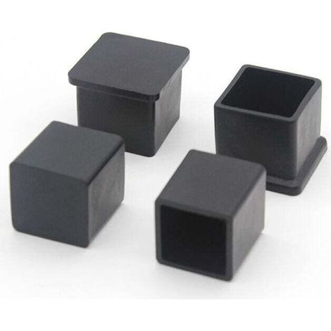 Set mit 10 quadratischen, rutschfesten Stuhlbeinkappen aus Gummi zum Schutz von Möbel- und Tischböden, 20 x 20 mm, Schwarz (1/4)
