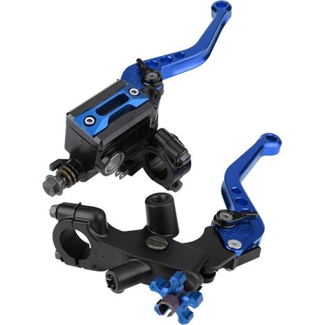 1 paire de leviers universels de réservoir de matre-cylindre d'embrayage de frein de moto 7/8 "(22mm) bleu A (1/5)