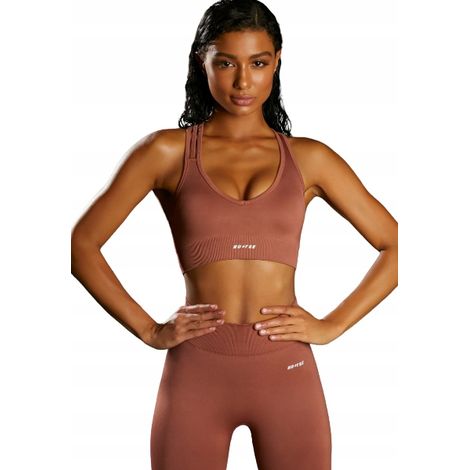 Soutien-gorge de sport BO+TEE marron avec logo L 0A7D1E (1/5)