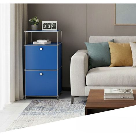 Rangement stylé et épuré – Étagère en métal chromé, 50 × 40 × 100 cm, Bleu