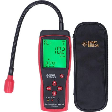 Digitalanzeige, flexible Sonde, LCD-Hintergrundbeleuchtung, Gasleckdetektor für brennbare Gase, 0–10000 ppm (1/4)