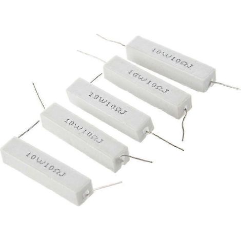 Résistances de puissance en ciment céramique 2026 10 W 10 ohms 5 %, bobinage axial, pour alimentations et composants audio - Lot de 5 (1/5)
