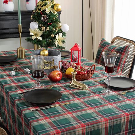 Nappe de Noël à Carreaux Verts 60 × 60 cm, pour Cuisine Jardin Repas de Fête (1/5)