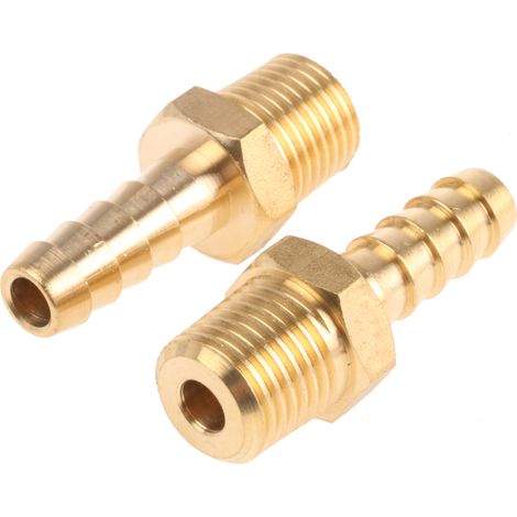 Raccord de tuyau souple RS PRO Droit, G 3/8" mâle Laiton ( Prix pour Paquet de 2 ) (1/2)