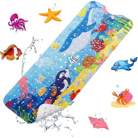 Tapis de bain antidérapant pour bébé, 100 x 40 cm, tapis de douche antidérapant (1/5)