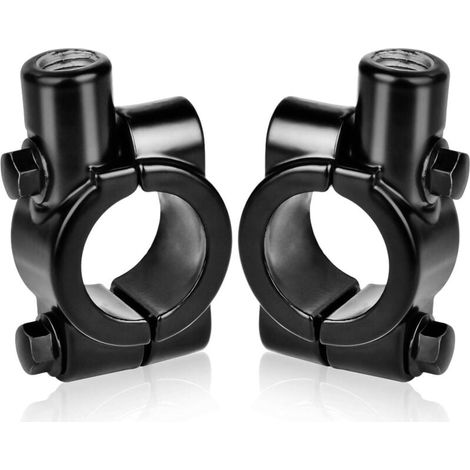 2 pièces support de miroir de moto pour support de guidon 22mm-pour rétroviseur latéral 10mm, aluminium (noir) (1/4)