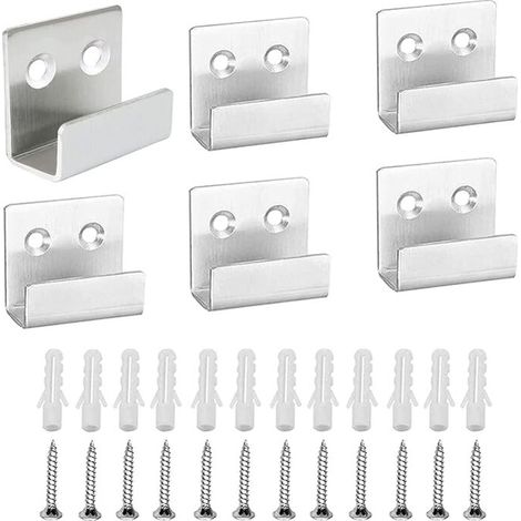 Pcs Stainless Steel Mirror Hooks, Heavy Duty Wall Hooks Silver, Wall Mounted Tile Hook, with 12 Fixed Screws, for Kitchen Bathroom Garage (Large)
