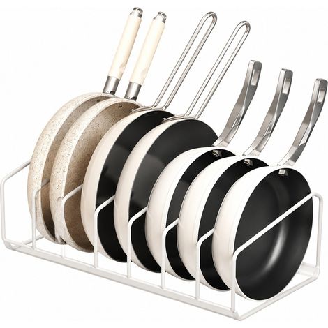 Égouttoir à casseroles réglable, blanc, lot de 2, organisateur coulissant pour placard, égouttoir à vaisselle de comptoir (1/5)