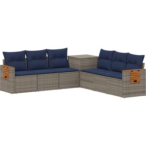 Ensemble de Canapés 7 pièces Gris et bleu marine 123 x 62 x 69 cm - vidaXL (1/5)