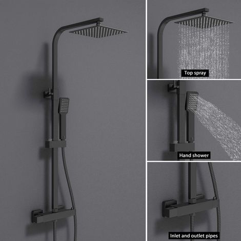 AICA Thermostatic Mixer Shower Set Chrome Square With Dual Hand Exposed Valve (1/5)