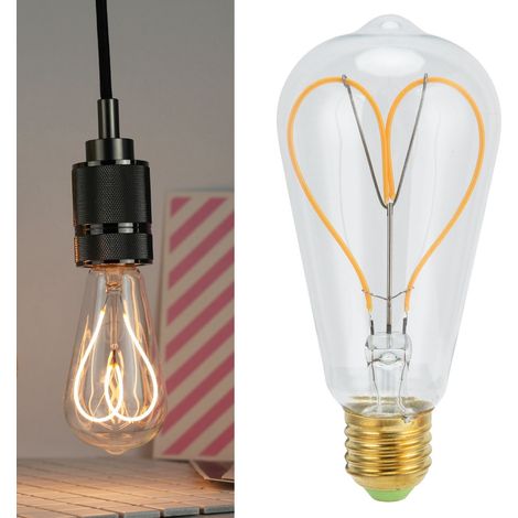 ST64 LED-Filamentlampe in Herzform, Antik-Stil, 110 V, E27-Sockel, 4 W, warmweißes Licht, klar (1/5)