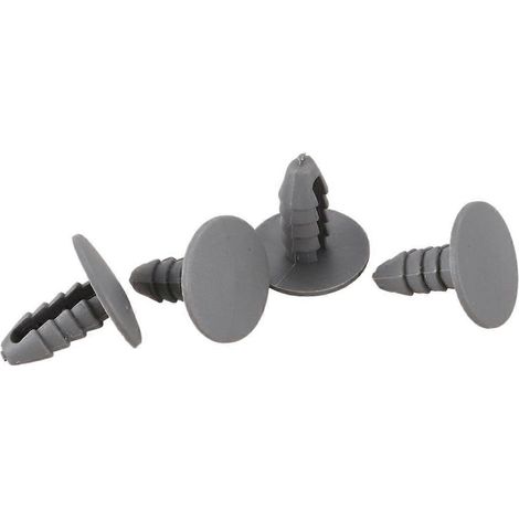 50 rivets en plastique gris avec trous de 8 mm et 30 vis de fixation en plastique, clips de pare-chocs d'aile à bride grise. (1/5)