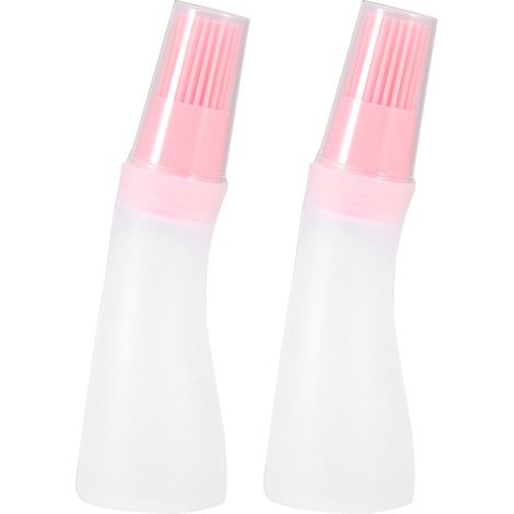 2 Pièces Bouteille Huile Silicone Barbecue avec Pinceau Rose, Accessoire Cuisine Pratique (1/5)