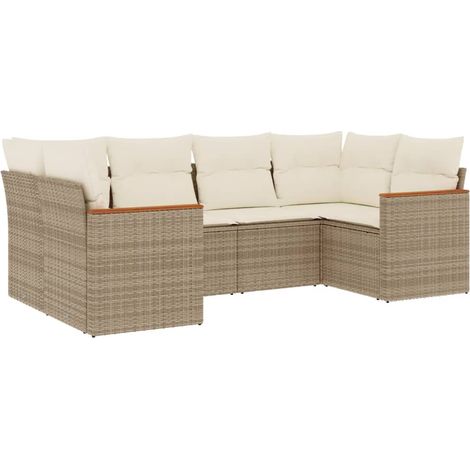 Set Divano da Giardino 6 pz con Cuscini Beige in Polyrattan vidaXL (1/5)