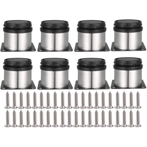 8 pièces Pieds de Meubles Réglables Vis Inclus Ronds Métal Acier Inoxydable Cabinet Jambe Table Pieds Pied d'armoire Hauteur ajustable Pour Canapé, Table, Armoires, éTagèRes 50 mm