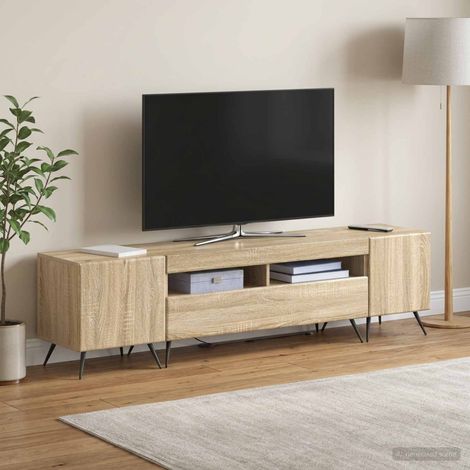 vidaXL Mueble de TV LED BREDA 3 uds. Roble Sonoma Madera de ingeniería (1/5)