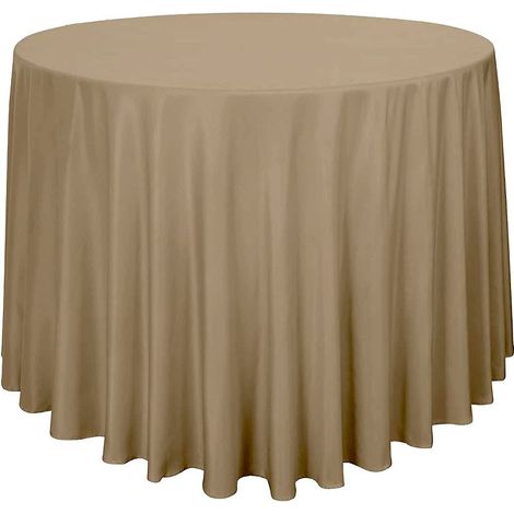 Cette nappe ronde au toucher soyeux est idéale pour les restaurants, les mariages et toutes sortes de réceptions. Couleur marron, diamètre 275 cm (1/5)