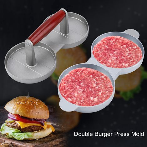 Antihaftbeschichtete Burgerform aus Aluminiumlegierung, Doppel-Hamburgerpresse, Küchenutensil für selbstgemachte Hamburger (1/5)