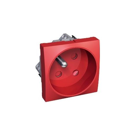 Prise 2P+T 16A rouge à détrompage mécanique 45x45mm clipsable 250V Altira SCHNEIDER ELECTRIC ALB45216