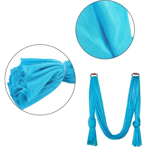 Hamac de yoga aérien extensible 2,8 x 1 m, matériel de fitness résistant, couleur bleu ciel (1/5)