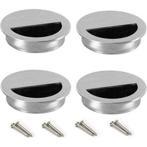 BARKBUSTERS Poignées de Porte Coulissante Encastrées Rondes Poignées de Porte Affleurantes Poignées Brossé Tirer Armoire Cachée pour prise d'armoire tiroir Porte coulissante Placard Coquillage 50mm 4 (1/4)